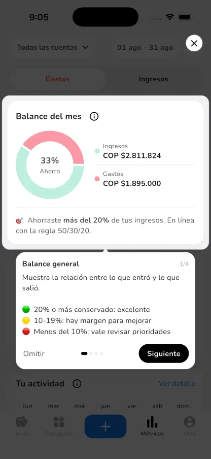 Pantalla de tips de educación financiera de SaldoApp